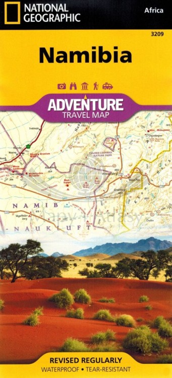 Namibia. Wodoodporna mapa samochodowo-turystyczn wydawnictwa National Geographic. Okładka