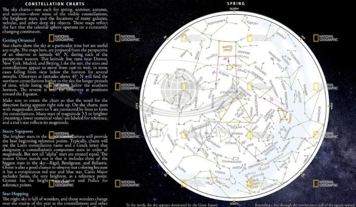 Nocne niebo - półkula południowa / The Night Sky. Wodoodporna mapa wydawnictwa National Geographic. Fragment 2