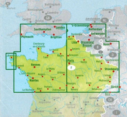 Francja Północna 1:500 000. Mapa samochodowo-turystyczna wydawnictwa Freytag &amp; Berndt. Zasięg