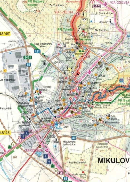 Zahrada Evropy. Lednicko - Valtice, Palava, Mikulov. Mapa turystyczna 111 w etui wydawnictwa Geodezie On Line. Fragment 2