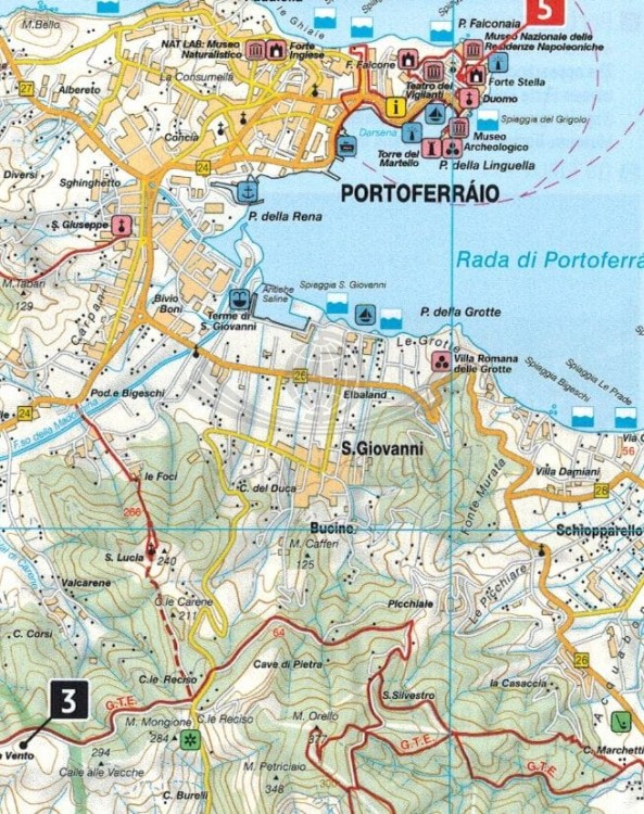 Elba 1:45 000. Wodoodporna mapa samochodowo-turystyczna wydawnictwa Freytag & Berndt. Fragment