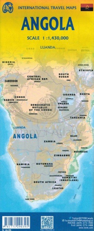 Angola 1:1 430 000. Mapa samochodowo-turystyczna wydawnictwa ITMB. Okładka -tył
