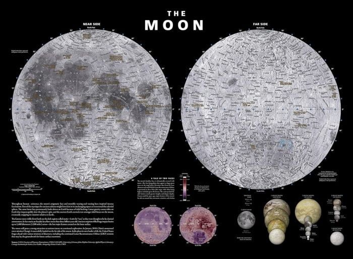 Księżyc/ The Moon. Wodoodporna mapa wydawnictwa National Geographic. Druga strona