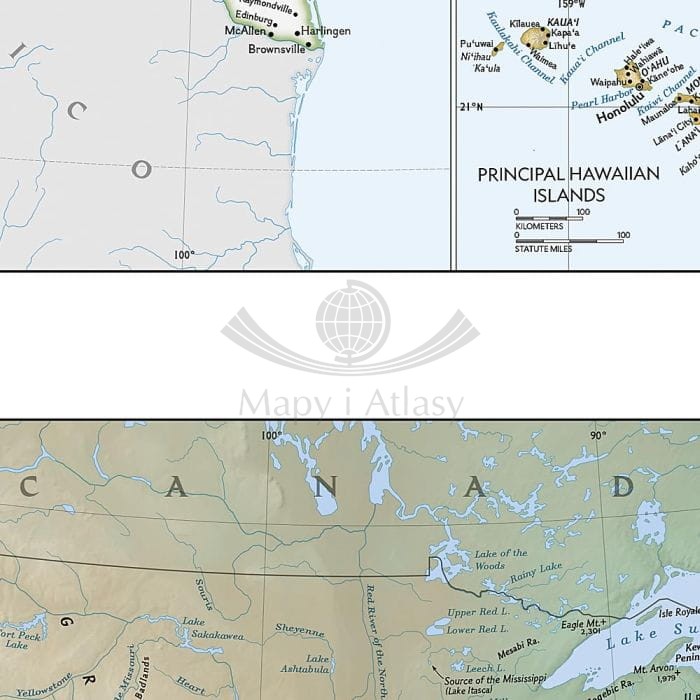 Stany Zjednoczone / USA. Wodoodporna mapa wydawnictwa National Geographic. Fragment 1