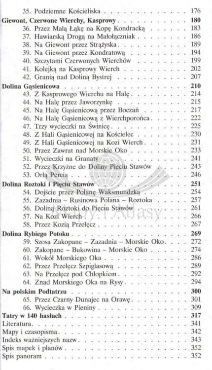 Tatry Polskie. Przewodnik autorstwa Józefa Nyki. Spis treści 2