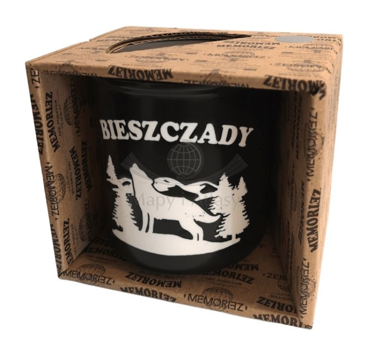Bieszczady. Kubek ceramiczny 300 ml. Kolor czarny. Opakowanie