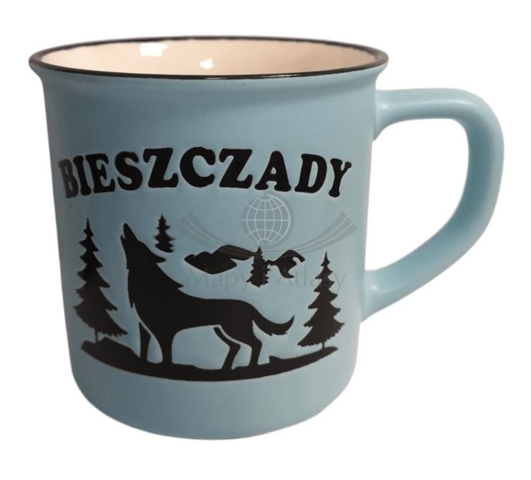 Bieszczady. Kubek ceramiczny 300 ml. Kolor niebieski