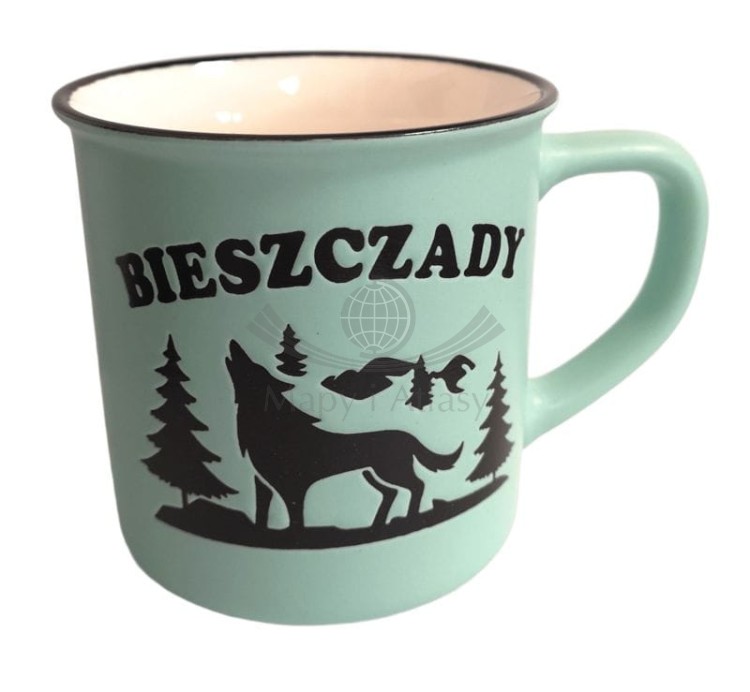 Bieszczady. Kubek ceramiczny 300 ml. Kolor miętowy