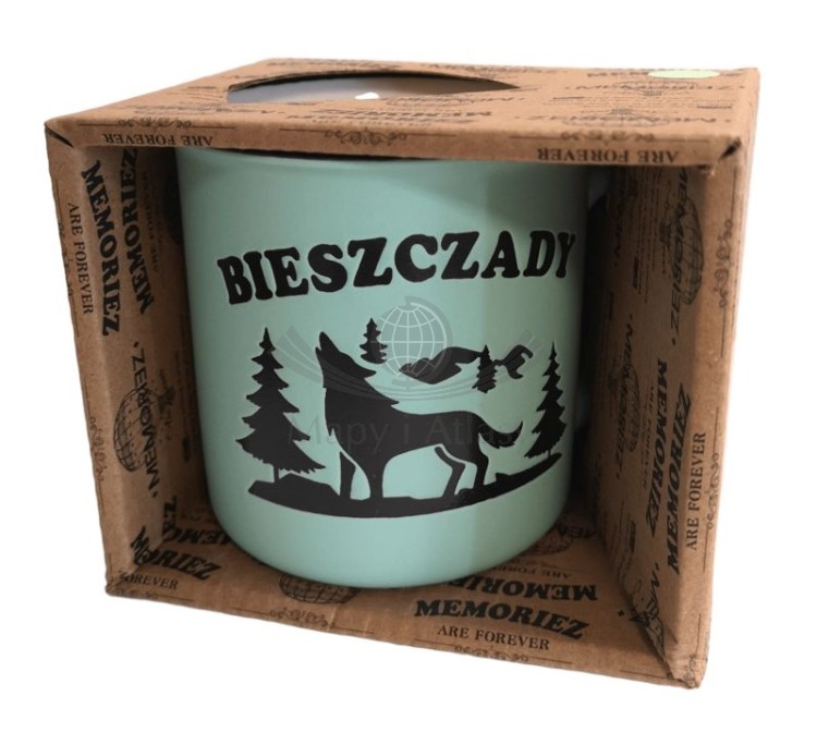 Bieszczady. Kubek ceramiczny 300 ml. Kolor miętowy. Opakowanie