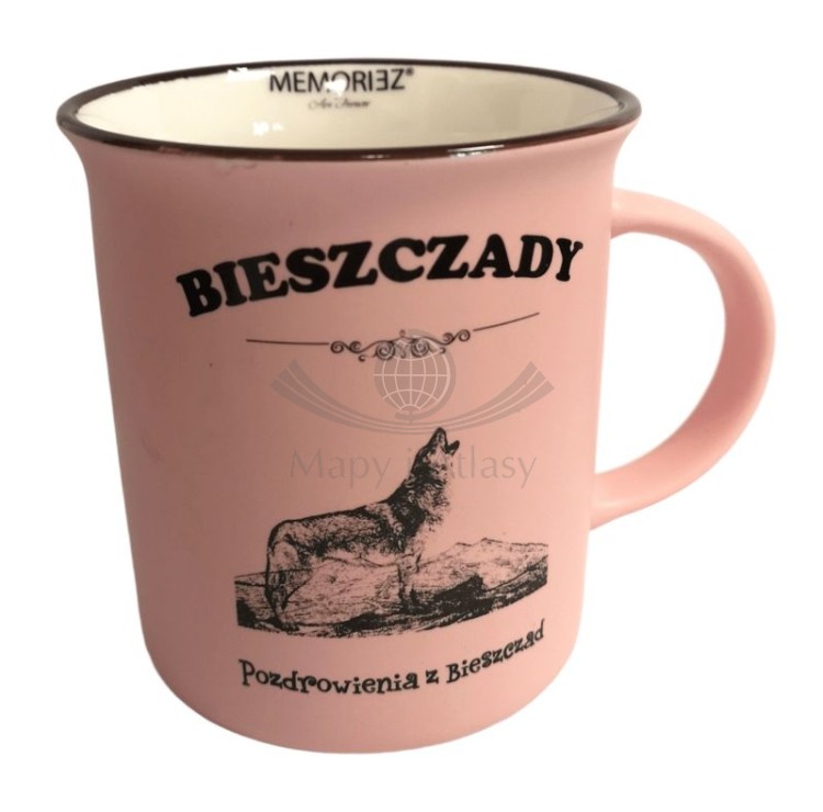 Bieszczady. Kubek ceramiczny 300 ml. Kolor różowy