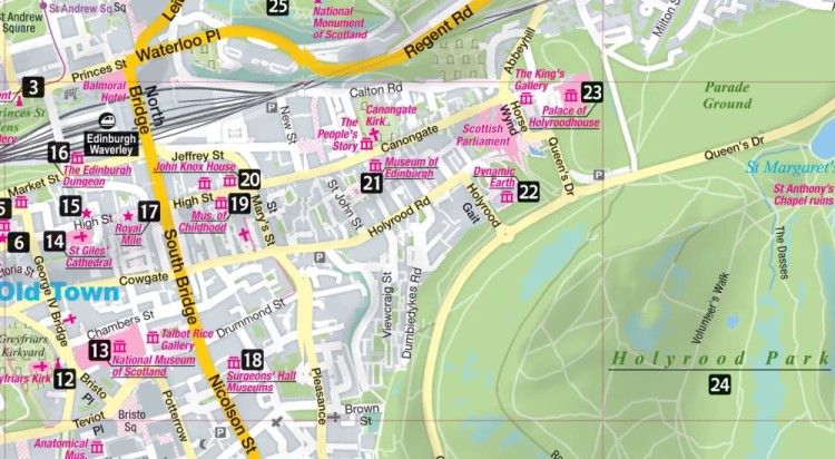 Edynburg. Laminowana mapa / Plan miasta + Miniprzewodnik wydawnictwa ExpressMap. Fragment