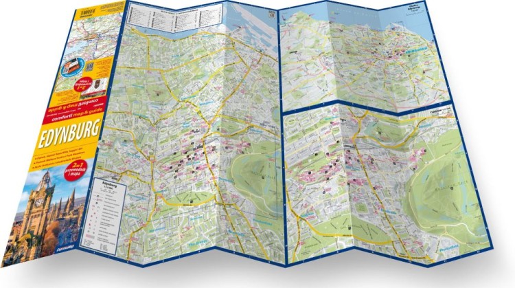 Edynburg. Laminowana mapa / Plan miasta + Miniprzewodnik wydawnictwa ExpressMap. Rozłożona mapa
