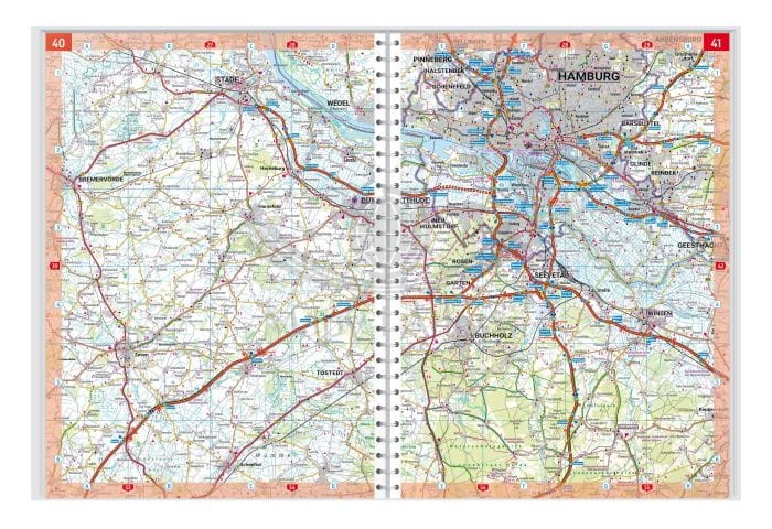 Niemcy 1:200 000. Atlas samochodowy wydawnictwa Freytag Berndt. Przykładowe strony 1