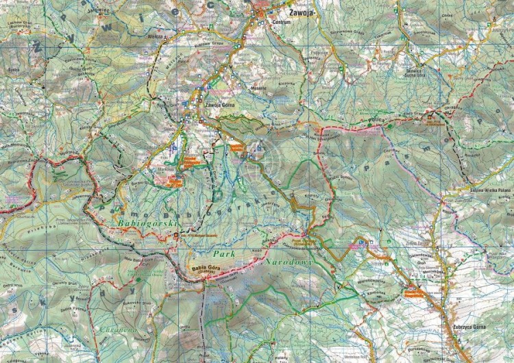 Wokół Babiej Góry / Babia Góra. Beskid Żywiecki, Orawa. Mapa turystyczna wydawnictwa Compass. Fragment