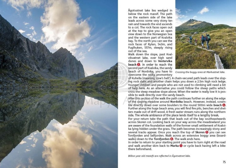 Lofoty: 60 tras pieszych / Lofoten: 60 walks. Przewodnik wydawnictwa Rother. Przykładowe strony 2