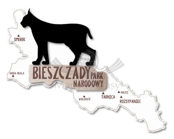 Magnes drewniany "Bieszczady. Park Narodowy - ryś"