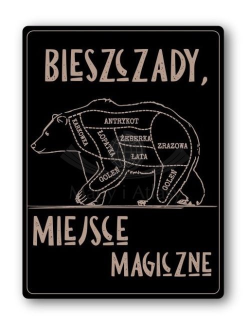 Magnes drewniany "Bieszczady, miejsce magiczne"