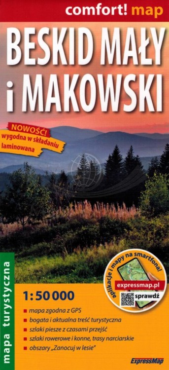 Beskid Mały i Makowski 1:50 000. Laminowana mapa turystyczna wydawnictwa ExpressMap. Okładka