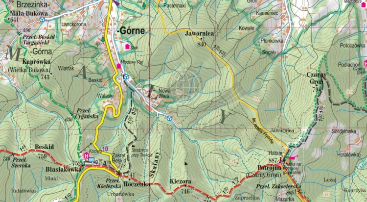 Beskid Mały i Makowski 1:50 000. Laminowana mapa turystyczna wydawnictwa ExpressMap. Fragment