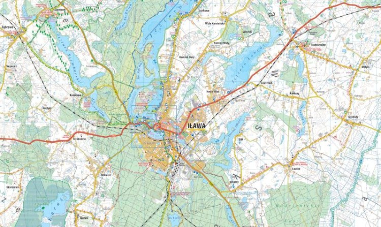 Pojezierze Iławskie 1:50 000. Mapa turystyczna wydawnictwa Compass. Fragment