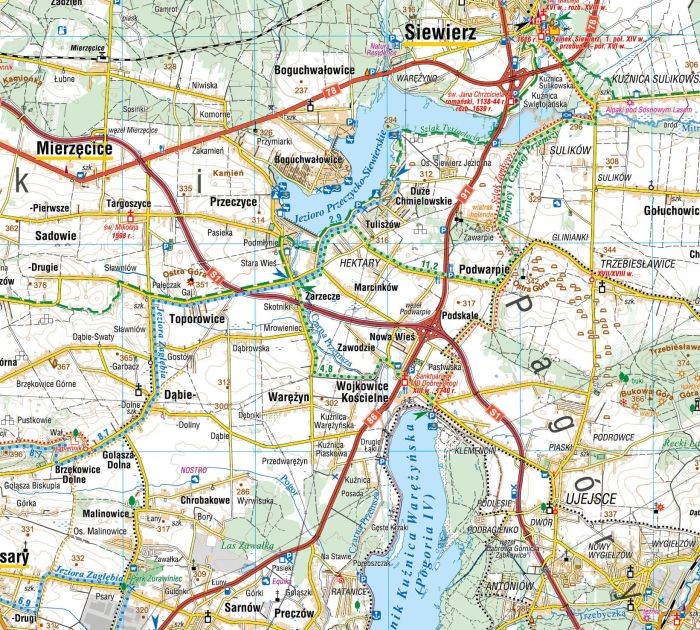 Śląskie - część północna. Mapa turystyczno-rowerowa wydawnictwa Compass. Fragment 2