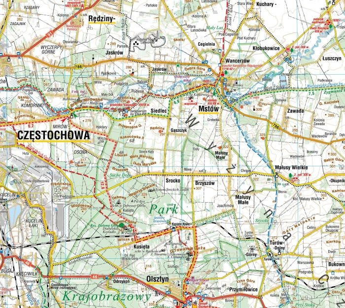 Śląskie - część północna. Mapa turystyczno-rowerowa wydawnictwa Compass. Fragment 3