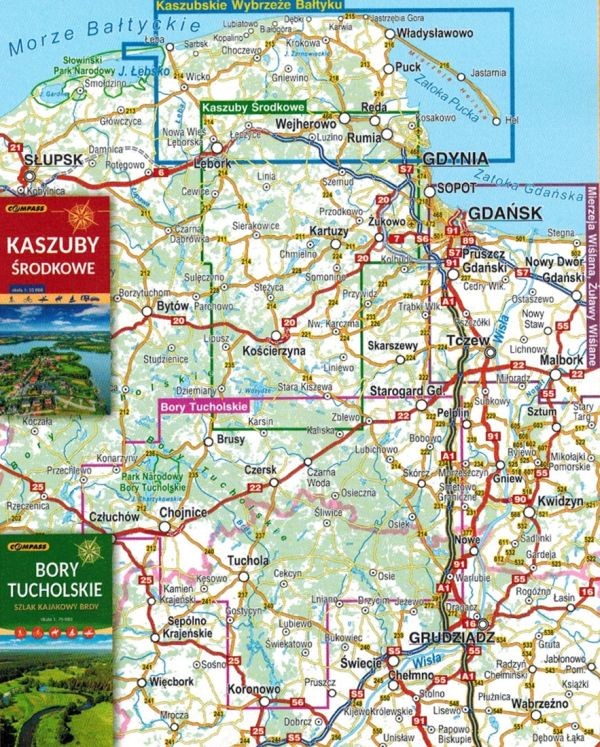 Kaszubskie Wybrzeże Bałtyku 1:55 000. Kaszuby Północne. Mapa turystyczna wydawnictwa Compass. Zasięg