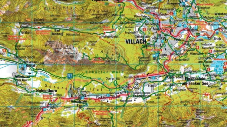 Wenecja, Friuli 1:150 000. Wodoodporna mapa rowerowa wydawnictwa ADFC. Fragment
