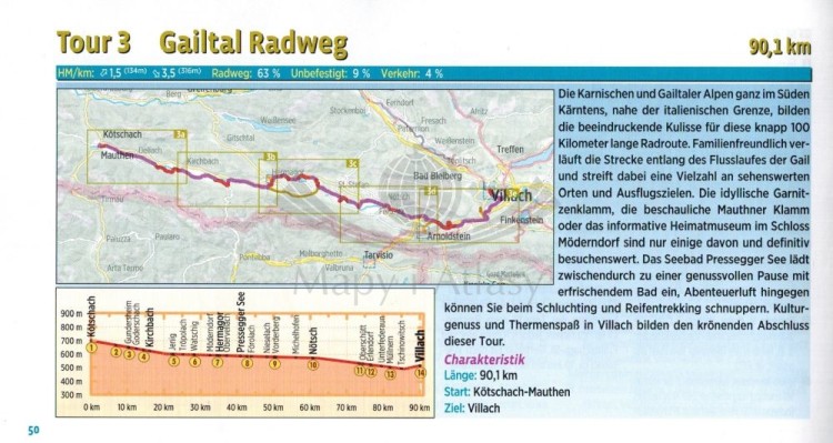 Karyntia 1:75 000. Atlas rowerowy wydawnictwa Verlag Esterbauer. Przykładowa strona