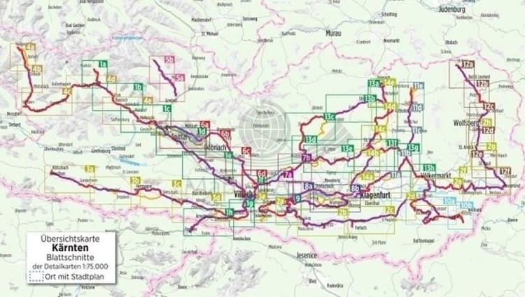 Karyntia 1:75 000. Atlas rowerowy wydawnictwa Verlag Esterbauer. Zasięg