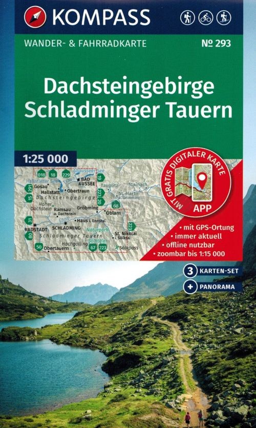 Niskie Taury. Dachsteingebirge, Schladminger Tauern. Zestaw trzech map turystycznych 293. Wyd. 2025. Kompass