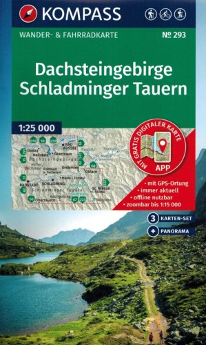 Niskie Taury. Dachsteingebirge, Schladminger Tauern. Zestaw trzech map turystycznych 293 wydawnictwa Kompass. Okładka zestawu