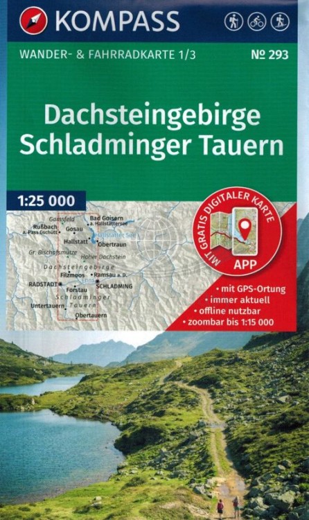 Niskie Taury. Dachsteingebirge, Schladminger Tauern. Zestaw trzech map turystycznych 293 wydawnictwa Kompass. Mapa 1 - okładka