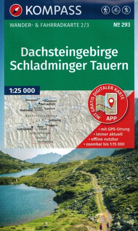 Niskie Taury. Dachsteingebirge, Schladminger Tauern. Zestaw trzech map turystycznych 293 wydawnictwa Kompass. Mapa 2 - okładka