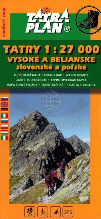 Tatry Wysokie i Bielskie, słowackie i polskie. Laminowana mapa turystyczna wydawnictwa Tatra Plan. Okładka