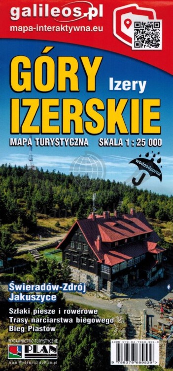 Góry Izerskie "Izery" 1:25 000. Laminowana mapa turystyczna wydawnictwa Galileos. Okładka