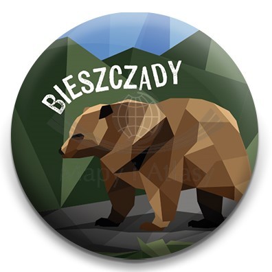"Bieszczady - niedźwiedź". Magnes okrągły 58 mm