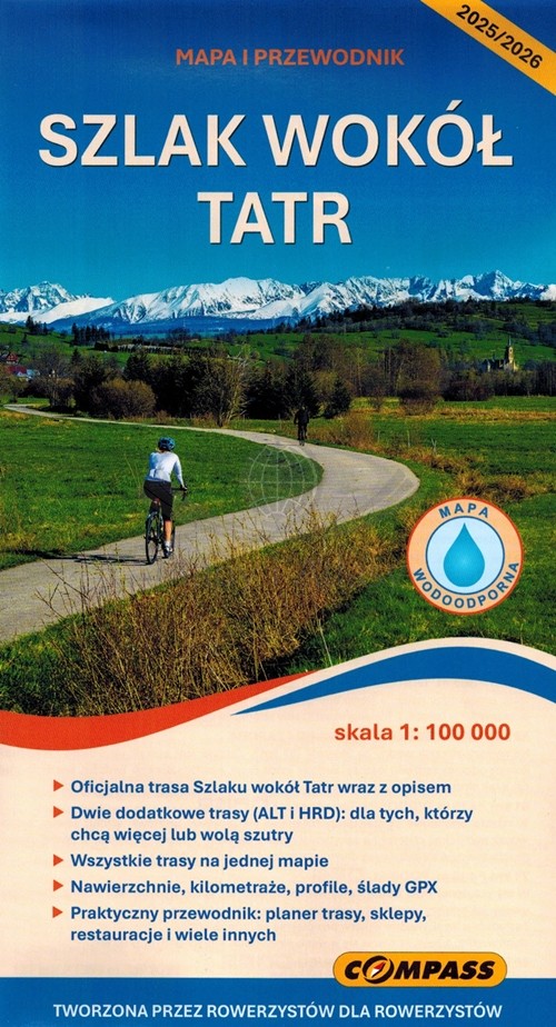 Szlak wokół Tatr. Laminowana mapa turystyczno-rowerowa. Wyd. 2025. Compass