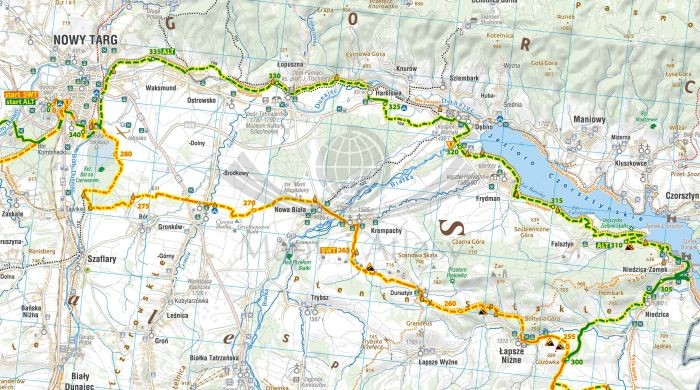Szlak wokół Tatr. Laminowana mapa turystyczno-rowerowa wydawnictwa Compass. Fragment 2