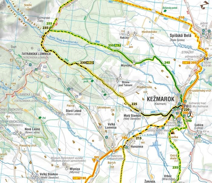 Szlak wokół Tatr. Laminowana mapa turystyczno-rowerowa wydawnictwa Compass. Fragment 3