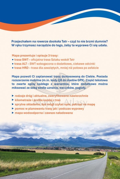 Szlak wokół Tatr. Laminowana mapa turystyczno-rowerowa wydawnictwa Compass. Okładka - tył