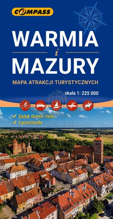 Warmia i Mazury. Mapa atrakcji turystycznych wydawnictwa Compass. Okładka