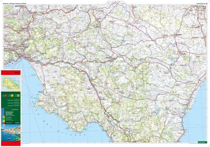 Kampania, Basilicata. Neapol, Salerno, Potenza. Mapa samochodowo-turystyczna wydawnictwa Freytag Berndt. Pierwsza strona