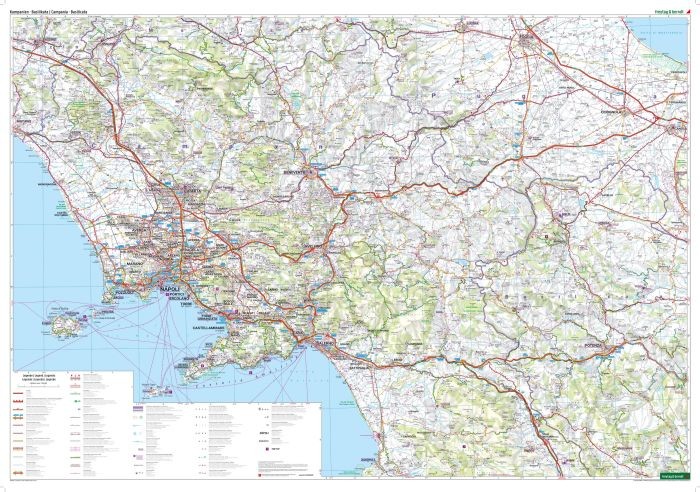 Kampania, Basilicata. Neapol, Salerno, Potenza. Mapa samochodowo-turystyczna wydawnictwa Freytag Berndt. Druga strona