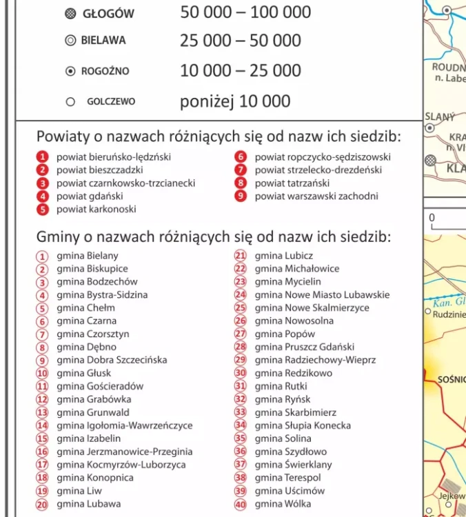 Polska 1:1 000 000. Dwustronna mapa ścienna. Administracyjna i fizyczna. Strona administracyjna - legenda 2