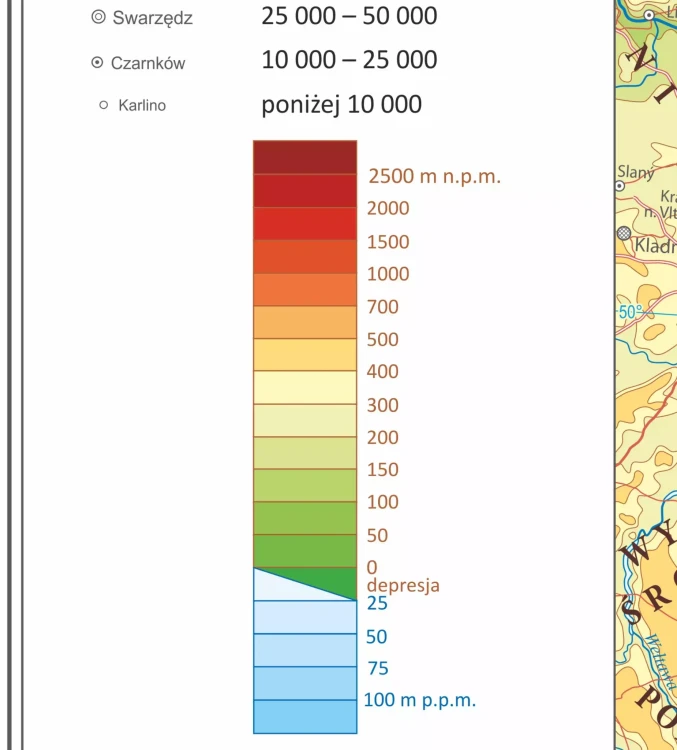 Polska 1:1 000 000. Dwustronna mapa ścienna. Administracyjna i fizyczna. Strona fizyczna - legenda 2