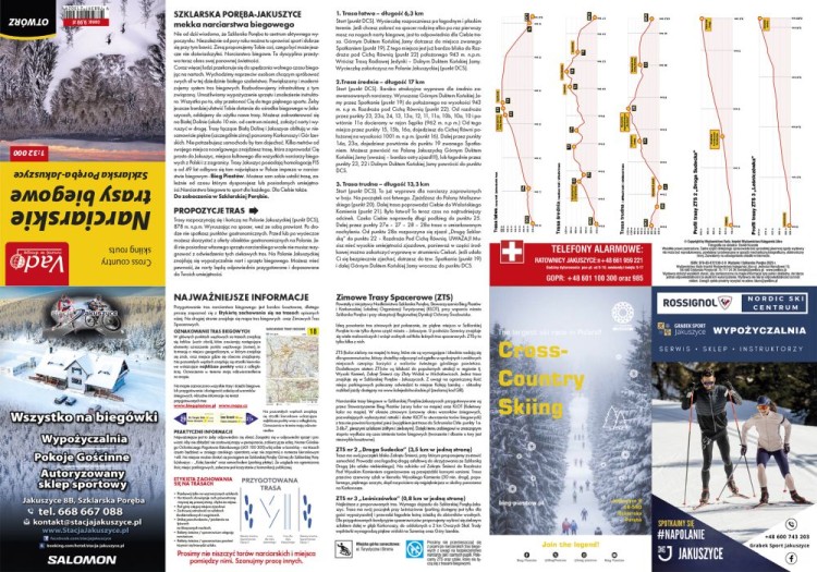 Szklarska Poręba - Jakuszyce. Laminowana mapa narciarskich tras biegowych wydawnictwa Libra. Strona pierwsza