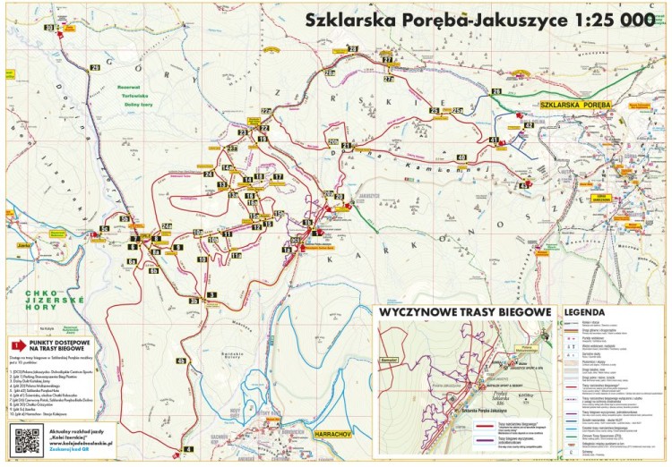 Szklarska Poręba - Jakuszyce. Laminowana mapa narciarskich tras biegowych wydawnictwa Libra. Strona druga