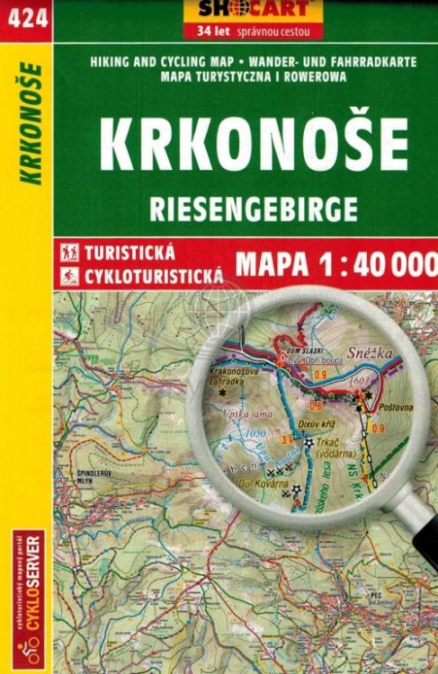Karkonosze 1:40 000. Mapa turystyczna 424 wydawnictwa Shocart. Okładka