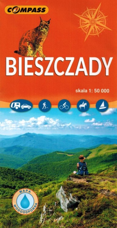 Bieszczady 1:50 000. Laminowana mapa turystyczna wydawnictwa Compass. Okładka